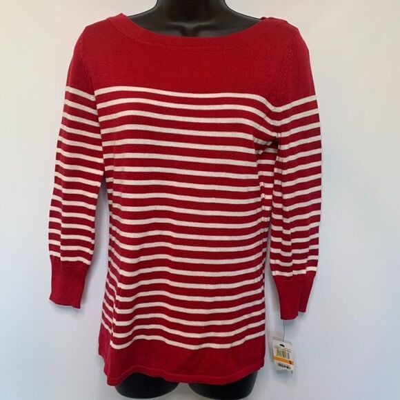 Rafaella Stretch Double Weave Striped Sweater - Picture 1 of 8